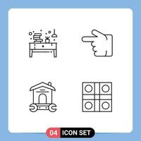 ensemble de 4 symboles d'icônes d'interface utilisateur modernes signes pour livre maison bureau index réparation éléments de conception vectoriels modifiables vecteur