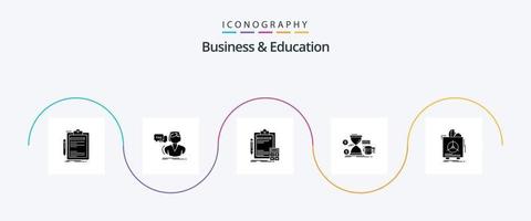 pack d'icônes glyphe 5 pour les affaires et l'éducation, y compris l'argent. Sablier. consultation. Audit. calculatrice vecteur