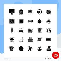 ensemble de 25 symboles d'icônes d'interface utilisateur modernes signes pour le transport de cd écran de vacances de travail éléments de conception vectoriels modifiables vecteur