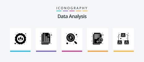 pack d'icônes de glyphe d'analyse de données 5, y compris la chronologie. gestion. graphique. organigramme. référencement. conception d'icônes créatives vecteur