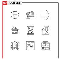 9 contours vectoriels thématiques et symboles modifiables d'éléments de conception vectoriels modifiables par carte de crédit pour mariage vecteur