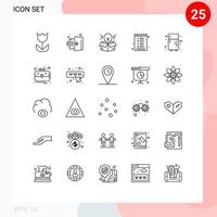 ensemble de 25 pack de lignes commerciales pour réfrigérateur liste d'options créatives électroniques éléments de conception vectoriels modifiables vecteur