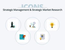 gestion stratégique et étude de marché stratégique pack d'icônes plat 5 conception d'icônes. succès. entreprise. échecs. rapport. temps vecteur