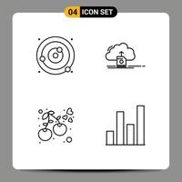 symboles d'icônes universels groupe de 4 couleurs plates de ligne de remplissage modernes du système solaire de calcul d'orbite télécharger des éléments de conception vectoriels modifiables berry vecteur