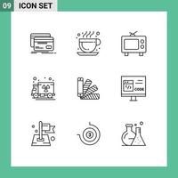 9 icônes créatives signes et symboles modernes de swatch palette tv couleur pollution éléments de conception vectoriels modifiables vecteur