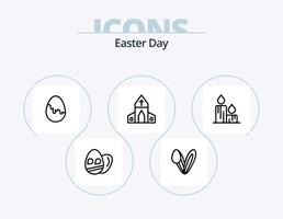 pack d'icônes de ligne de pâques 5 conception d'icônes. . œuf. croix vecteur