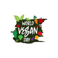 lettrage de la journée mondiale des végétaliens. illustration vectorielle sur fond blanc vecteur