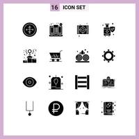 16 interface utilisateur pack de glyphes solides de signes et symboles modernes de valise bagages shopping assurance arts éléments de conception vectoriels modifiables vecteur