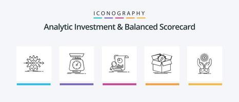 investissement analytique et pack d'icônes de la ligne 5 du tableau de bord équilibré, y compris la tasse. réalisation. degré. augmenter. croissance. conception d'icônes créatives vecteur