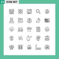 ensemble moderne de 25 lignes et symboles tels que le signe du cancer agrandir l'analyse loupe éléments de conception vectoriels modifiables statistiques vecteur