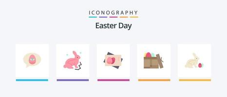 pack d'icônes plat 5 de pâques, y compris pâques. jour. passe-partout. anniversaire. cadeau. conception d'icônes créatives vecteur