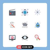 ensemble de 9 symboles d'icônes d'interface utilisateur modernes signes pour la culture de l'opéra nature citysets éléments de conception vectoriels modifiables magiques vecteur