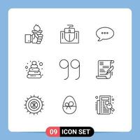 icône universelle symboles groupe de 9 contours modernes d'accord fermer éducation jouet bébé éléments de conception vectoriels modifiables vecteur