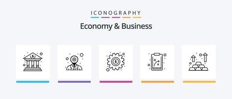 pack d'icônes économie et business line 5, y compris le calcul. lumière. graphique. référencement. idée. conception d'icônes créatives vecteur