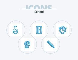 pack d'icônes bleu scolaire 5 conception d'icônes. . minuteur. laboratoire. éducation. alarme vecteur