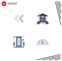 groupe de 4 icônes plates modernes définies pour la flèche love bank immobilier éléments de conception vectoriels modifiables romantiques vecteur