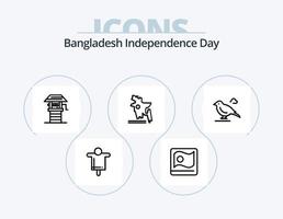 pack d'icônes de la ligne du jour de l'indépendance du bangladesh 5 conception d'icônes. fleur. boîte. Bien. nourriture. pièces de monnaie vecteur