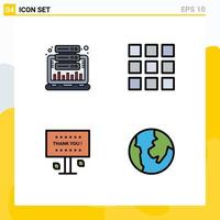 interface mobile ligne remplie couleur plate ensemble de 4 pictogrammes d'analyse merci statistique conception web grâce éléments de conception vectoriels modifiables vecteur