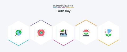 pack d'icônes plates du jour de la terre 25, y compris eco. réel. écologie. loger. écologique vecteur