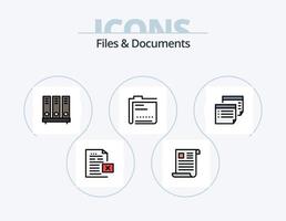 fichiers et documents remplis de ligne pack d'icônes 5 conception d'icônes. document. badge. document. déposer. données vecteur
