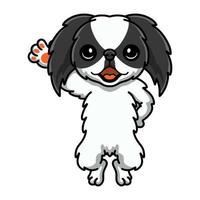dessin animé mignon chien menton japonais agitant la main vecteur