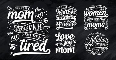 la conception de typographie de maman lettrage dessiné à la main avec élément floral peut être utilisée sur une tasse, un t-shirt vecteur