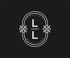 ll initiales lettre modèle de logos de monogramme de mariage, modèles minimalistes et floraux modernes dessinés à la main pour cartes d'invitation, réservez la date, identité élégante. vecteur