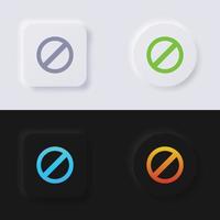 jeu d'icônes de bouton de symbole interdit, conception d'interface utilisateur souple de bouton de neumorphisme multicolore pour la conception Web, interface utilisateur d'application et plus encore, bouton, vecteur. vecteur