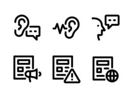 ensemble simple d'icônes de ligne vectorielle de journal de nouvelles vecteur
