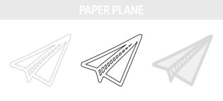 feuille de travail de traçage et de coloriage d'avion en papier pour les enfants vecteur