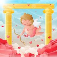 saint valentin avec cupidon répandant l'amour vecteur