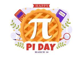 illustration de la journée mondiale de pi avec des constantes mathématiques, des lettres grecques ou une tarte sucrée au four pour la page de destination dans des modèles de symboles de dessin animé dessinés à la main vecteur