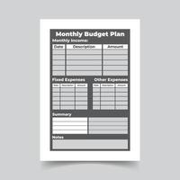 modèle de plan budgétaire mensuel, plan de revenu mensuel vecteur