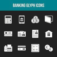 jeu d'icônes de glyphe bancaire unique vecteur