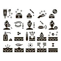 vecteur de jeu de glyphes cosmétiques de soins de la peau