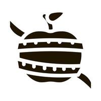 illustration de glyphe de vecteur d'icône de cordon de mesure de pomme de fruit
