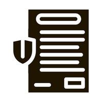 contrat d'assurance papier liste icône vecteur glyphe illustration