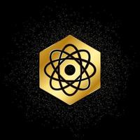 biotechnologie, icône d'or d'atome. illustration vectorielle de fond de particules dorées. icône de vecteur d'or