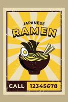 modèle de flyer de ramen vintage vecteur