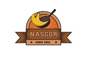 logo nasi goreng vintage vecteur