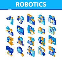 robotique, maître, isométrique, icônes, ensemble, vecteur
