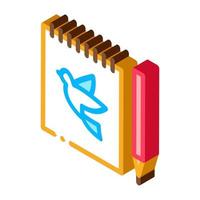Ordinateur portable stylo oiseau icône isométrique vector illustration