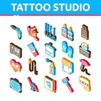 outil de studio de tatouage icônes isométriques set vector