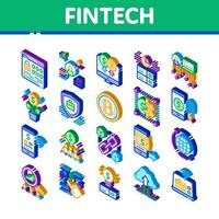 vecteur de jeu d'icônes isométriques d'innovation fintech