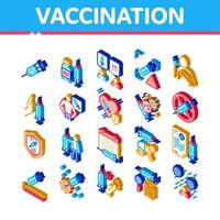seringue de vaccination icônes isométriques définies vecteur