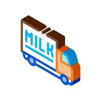 camion avec illustration vectorielle d'icône isométrique de lait vecteur