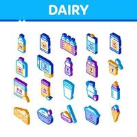 boisson laitière et icônes isométriques alimentaires set vector