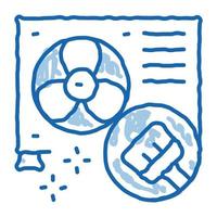 conditionneur réparation nettoyage doodle icône illustration dessinée à la main vecteur