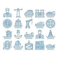 icône de transport maritime port illustration dessinée à la main vecteur