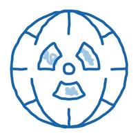 symbole de rayonnement et planète doodle icône illustration dessinée à la main vecteur